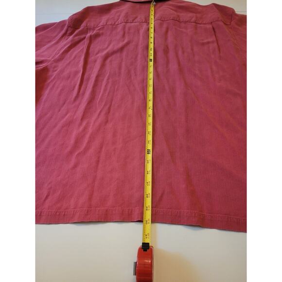 TOMMY BAHAMA Size XXL Mens Camp Shirt 100% Silk Dusky Pink Woven Hawaiian - Picture 4 of 4